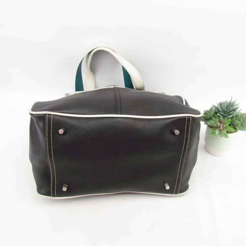 Authentic Coach Black White Leather Shoulder Bag
